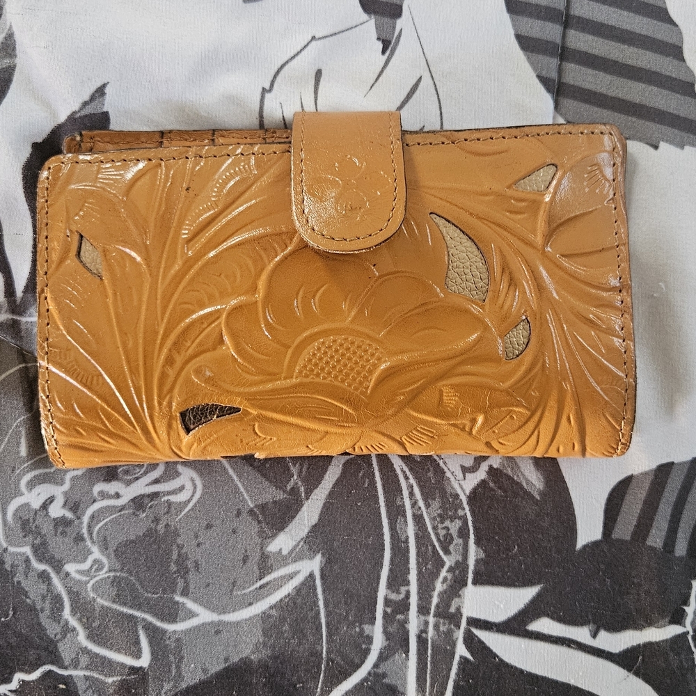 Patricia Nash Tan Floral Embossed Wallet